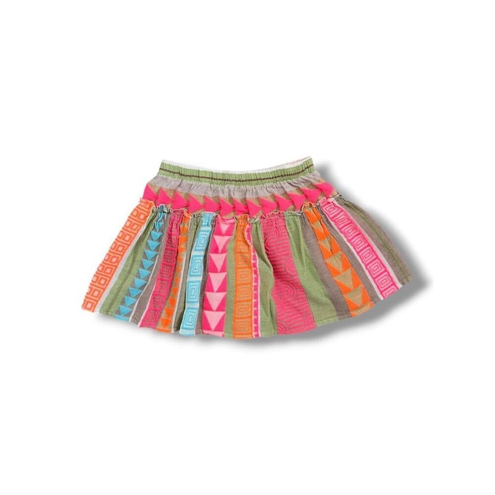 Girls Devotion Twin Stars Boho Neon Orange Pink Geo Print Eclectic Skort Size 6